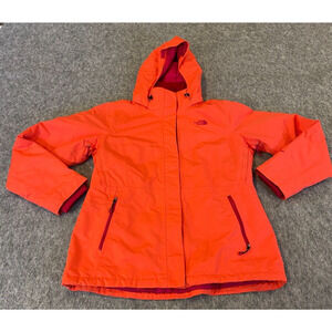 North Face Hyvent Orange Jacket Womens Large Lined With Magenta Fleece